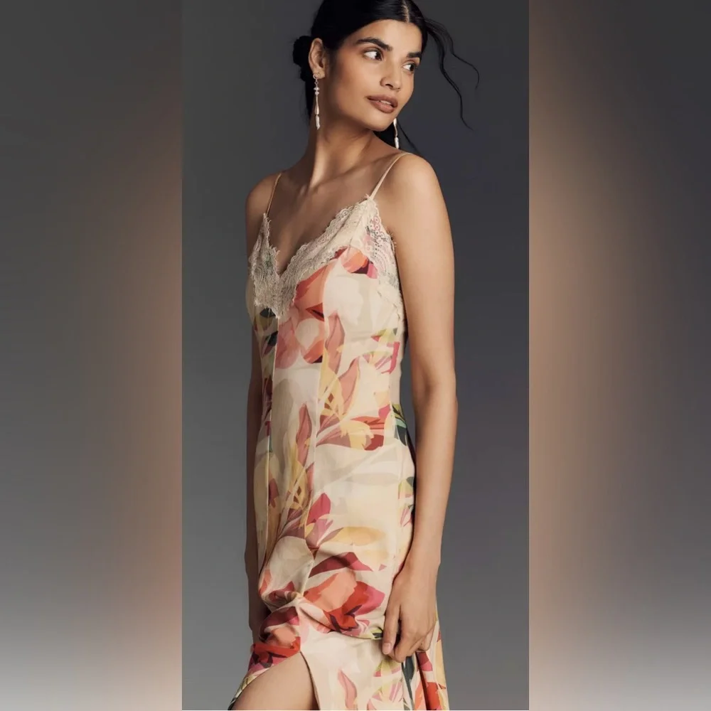 Hutch NWT Baldwin Sleeveless Lace-Trim V-Neck Slip Maxi Dress Size Small - Picture 2 of 6